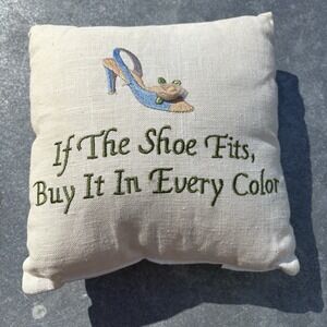 Needlepoint Embroidered Pillow If The Shoe Fits Buy Every Color High Heel Design
